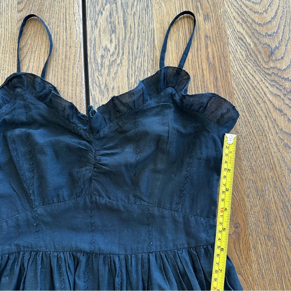 Mango Black Cotton Spaghetti Strap Midi Summer Spring Casual Dress Eyelet - Picture 5 of 14